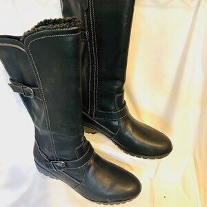 Sporto Maria-Black 15" High Faux Fur Lined Women's Boots-Size 9 1/2-Snow/Rain